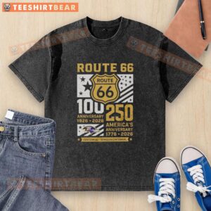 Awesome Baltimore Ravens Route 66 Centennial T-Shirt celebrating 100th Anniversary 1926-2026 and America's 250th.
