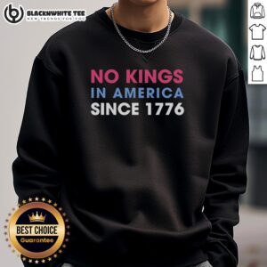 Jamie Lee Curtis wearing a 'No Kings In America Since 1776' sweatshirt, showcasing a bold statement on freedom and democracy.