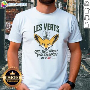 Good Les Verts One Two Three Viva L'Algerie T-Shirt featuring vibrant design celebrating Algerian pride and football culture.