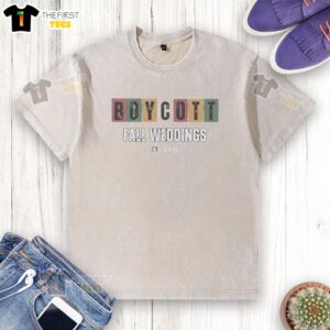 Alt Text: Premium Boycott Fall Weddings Lafb Washed T-Shirt featuring a stylish design perfect for autumn celebrations.