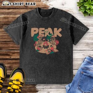 Pretty Peak Happy Campers washed t-shirt featuring a vibrant design perfect for outdoor enthusiasts and camping lovers.
