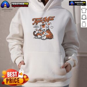 Awesome Tiger Mom Love is Purrrfect Hoodie featuring a vibrant tiger graphic, perfect for animal lovers and cozy fashion.