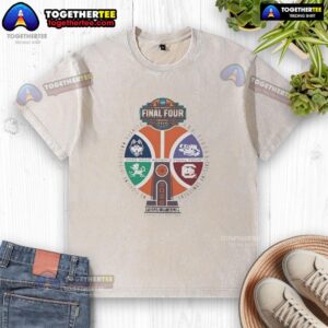 Awesome NCAA Women's Final Four 2026 basketball trophy logo on a washed t-shirt, perfect for fans and collectors.
