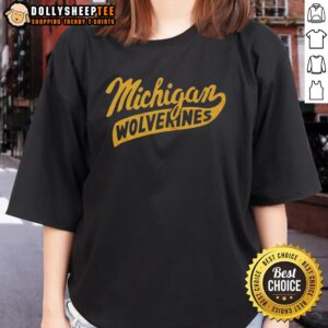 Good Script Michigan Wolverines Ladies Tee featuring a stylish design for female fans of the Wolverines.