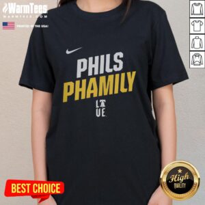 Official Philadelphia Phillies Phamily Ladies Tee in red, featuring team logo, perfect for female fans and game day attire.
