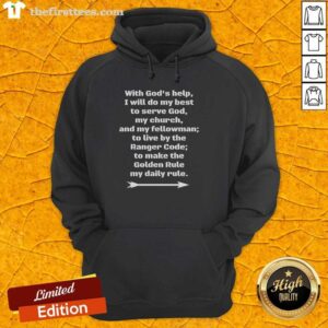 Ranger Code hoodie featuring 'With God's Help, I Will Do My Best' slogan, perfect for serving God and community.