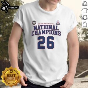 Alt Text: Premium NCAA Division I Men's Basketball Arizona 26 National Champions T-Shirt featuring bold graphics and team colors.