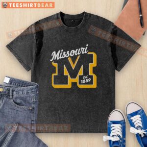 Vintage washed t-shirt featuring Official Missouri Est. 1839 design, perfect for showcasing Missouri pride.