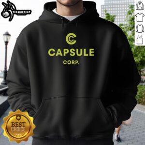 Official Capsule Corp Trunks Dragon Ball hoodie featuring vibrant colors and iconic design, perfect for fans of the series.
