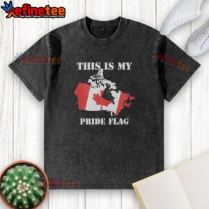 Official This Is My Pride Flag Canada Flag Retro Washed T-Shirt design with vibrant colors celebrating LGBTQ+ pride.