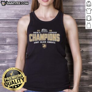 Official NCAA Army Black Knights 2026 Men's Lacrosse Patriot League Tournament Champions tank top in black design.