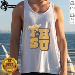 Good Fort Hays Est 1902 Gold Tank Top featuring a stylish design, perfect for casual wear and summer outfits.