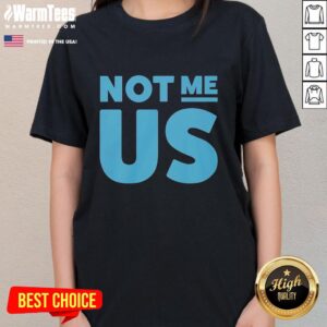 Funny ladies tee featuring 'Awesome Not Me Us' in bold blue text, perfect for showcasing a fun, inclusive style.