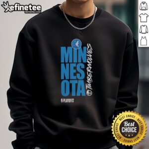 Alt Text: Hot Minnesota Timberwolves Playoff NBA 2026 sweatshirt showcasing team logo and vibrant colors, perfect for fans.