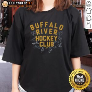 Alt Text: Top Buffalo River Hockey Club ladies tee featuring vibrant design and soft fabric, perfect for fans and players alike.