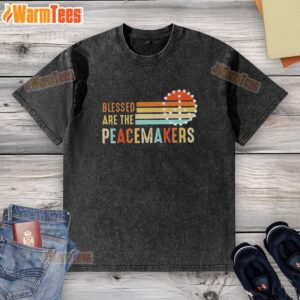 Premium 'Blessed Are The Peacemakers' washed t-shirt in soft cotton, perfect for casual wear and promoting peace.