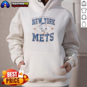 Official New York Mets Major League Baseball Cooperstown Diamond Hoodie in blue, showcasing team logo and stylish design.