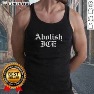 Original Brody King wearing an Abolish ICE tank top, showcasing a bold statement on social justice and activism.