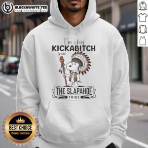 Good Im Chief Kickabitch Snoopy hoodie from The Slapahoe, featuring a vibrant graphic design and cozy fit.