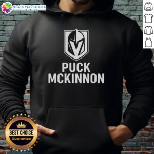 Top Vegas Golden Knights Ice Hockey Puck McKinnon Logo Hoodie displayed on a neutral background for fan apparel.