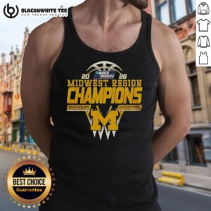 Good Michigan Wolverines Midwest Region Champions 2026 tank top showcasing team pride and sportswear style.