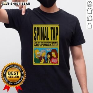 Good Spinal Tap Live On The Simpsons T-Shirt for April 23 event, featuring bold graphics and event details.