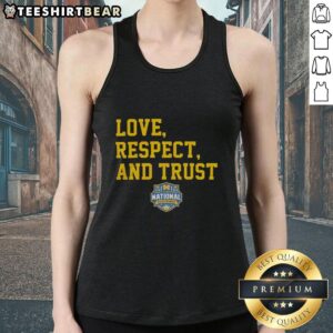Top Michigan Wolverines MBB 2026 National Champions tank top featuring 'Love, Respect, And Trust' design.