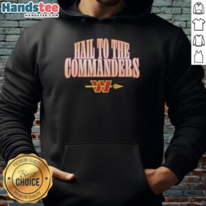 Official Hail To The Commanders hoodie featuring the Washington Commanders logo in vibrant colors.
