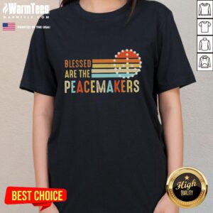 Premium Blessed Are The Peacemakers Ladies Tee in soft fabric featuring a stylish design for peace advocates.