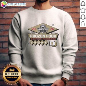 Alt Text: Good Denver Pioneers NCAA Frozen Four 2026 men's hockey sweatshirt in Vegas, perfect for fans and supporters.
