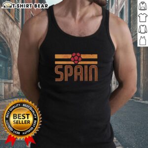 Hot Spain Retro Stripe World Cup Football Tank Top featuring vibrant colors and stylish design for sports enthusiasts.