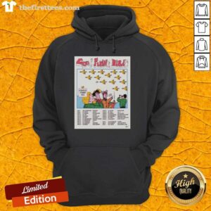 Top Good Flying Birds Summer EU UK Tour 2026 poster design on a hoodie, featuring vibrant colors and artistic graphics.