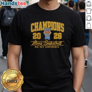 Idaho Vandals 2026 Men's Basketball Big Sky Conference Champions T-Shirt in black, featuring team logo and celebratory design.