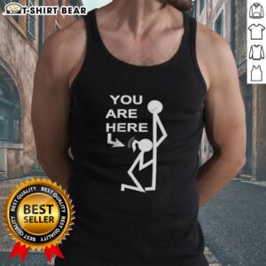 Nice You Are Here Stickman Meme Tank Top featuring a humorous stick figure design for casual wear.