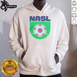 Alt Text: Stylish hoodie featuring the Pretty North American Soccer League logo, perfect for fans and casual wear.