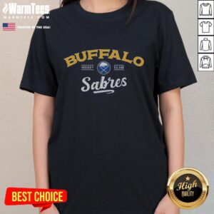 Official Buffalo Sabres Levelwear Richmond Ice Wall Ladies Tee in blue, featuring team logo and stylish design for fans.