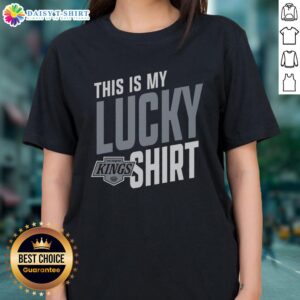 Top Los Angeles Kings 'This Is My Lucky Ladies Tee' featuring team colors and logo, perfect for female hockey fans.