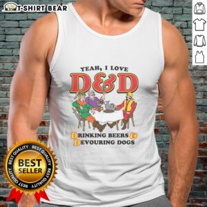 Original Yeah I Love DD Drinking Beers Devouring Dogs Tank Top featuring a fun graphic design for dog lovers.