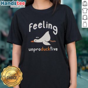 Funny ladies tee featuring an original sleeping duck design, perfect for those unproductive days and light-hearted moments.