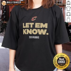 Alt Text: Cleveland Cavaliers 2026 Playoffs logo on a stylish ladies tee, perfect for fans supporting their team.