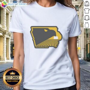 Top The Hawkeye State Iowa Ladies Tee featuring stylish design and vibrant colors, perfect for Iowa fans.