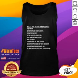 Good Rules for Dating My Daughter tank top featuring humorous text design, perfect gift for protective fathers.