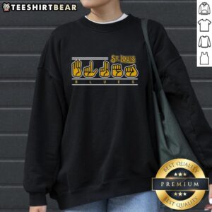 Official St. Louis Blues ASL Awareness Night 2026 Sweatshirt featuring team colors and logo, promoting inclusivity.