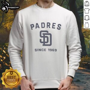 Alt Text: Original San Diego Padres Cooperstown Duster Sweatshirt in navy blue, featuring team logo and vintage design.