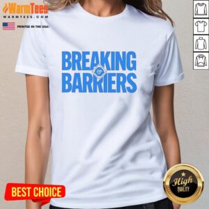 Alt Text: Nice Jacksonville Jumbo Shrimp Breaking Barriers Ladies Tee featuring a stylish design for baseball fans.