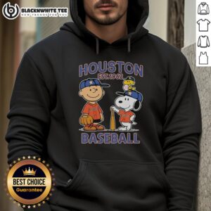 Alt Text: Good Charlie Brown, Snoopy, and Woodstock in Houston Astros baseball jersey hoodie, est. 1962, perfect for fans.