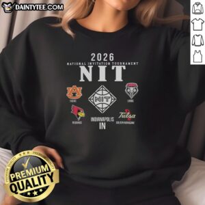 Alt Text: 2026 NCAA Division I Men's Basketball Postseason NIT Champion logo sweatshirt featuring vibrant team colors.
