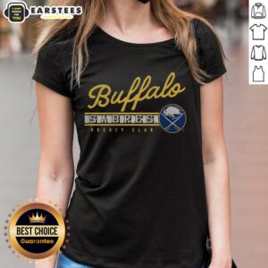 Alt Text: Women's Local Pride tee featuring the Nice Buffalo Sabres Hockey Club logo in vibrant colors, perfect for fans.