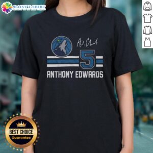Top Timberwolves Anthony Edwards signature jersey ladies tee showcasing stylish design and team spirit for fans.