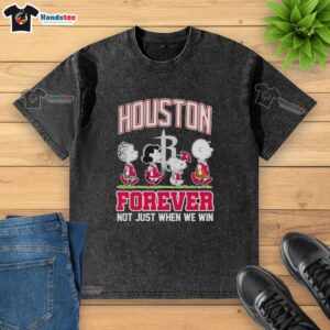 Official Peanuts Characters x MLB Houston Astros Forever T-Shirt showcasing team spirit and beloved characters.